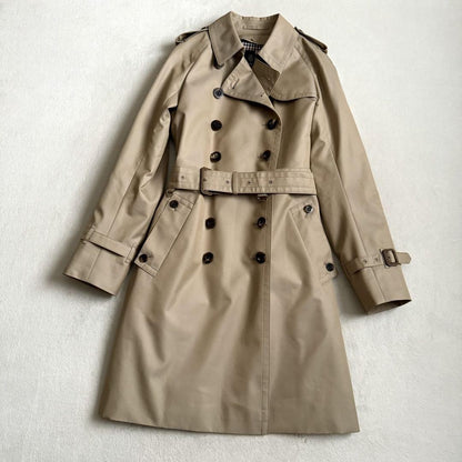 Aquascutum Trench Coat Club Check Asian fit M US size S Honey Beige Authentic