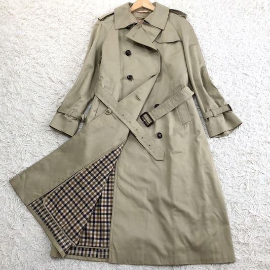 Aquascutum Trench Coat Club Check FREE SIZE Authentic