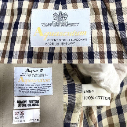 Aquascutum Trench Coat Club Check FREE SIZE Authentic