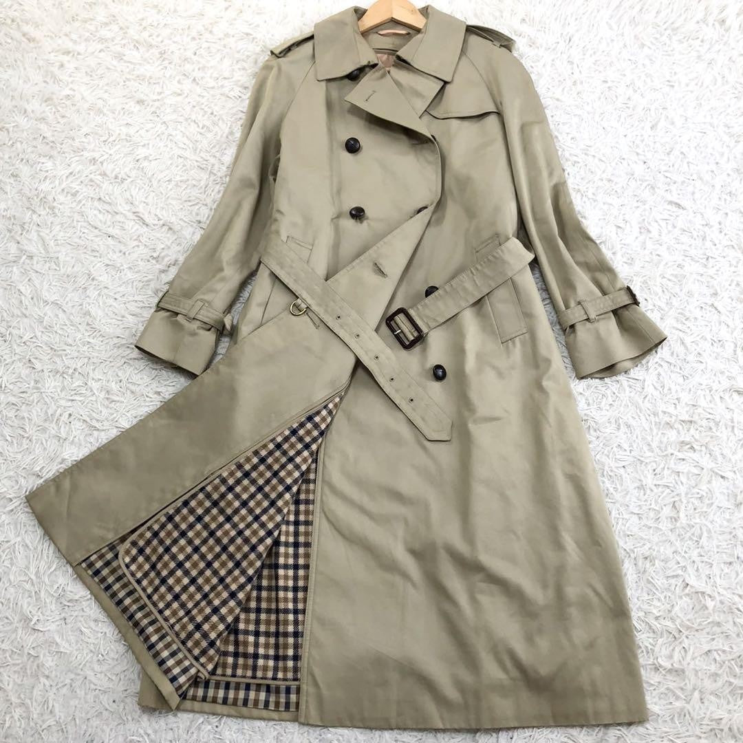 Aquascutum Trench Coat Club Check FREE SIZE Authentic