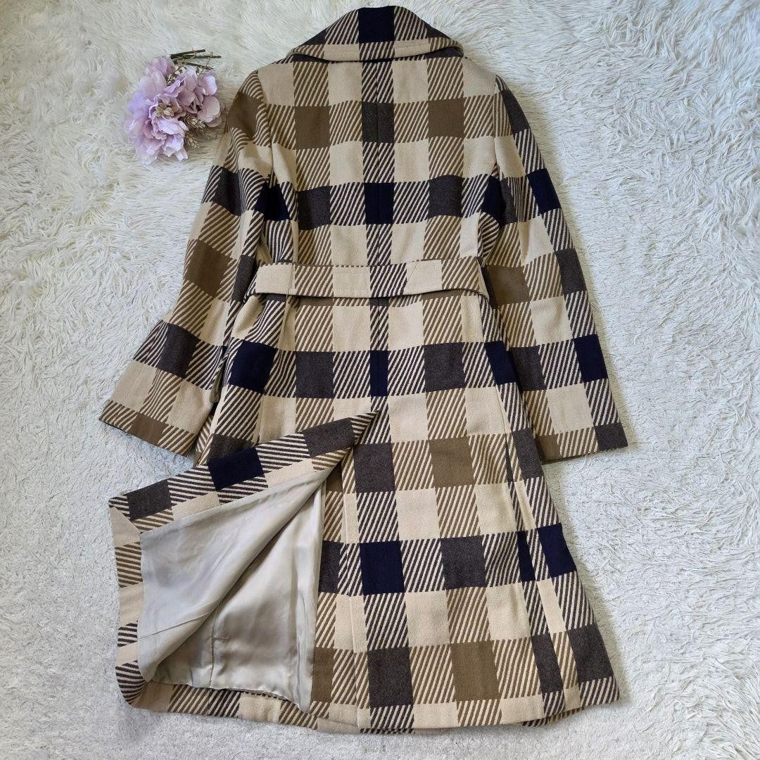 Aquascutum Coat Club Check Asian fit M US size S Beige Brown Authentic