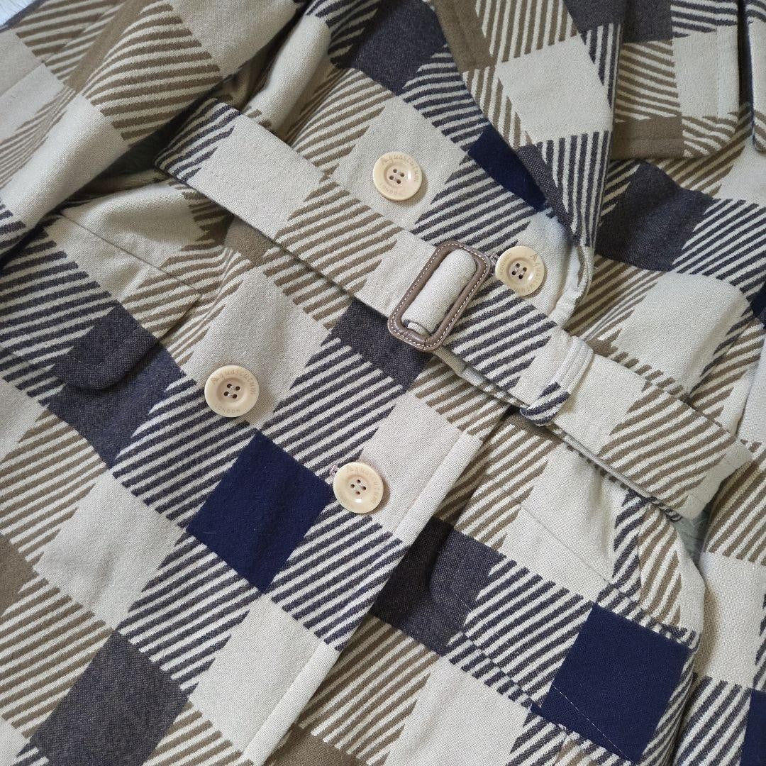 Aquascutum Coat Club Check Asian fit M US size S Beige Brown Authentic