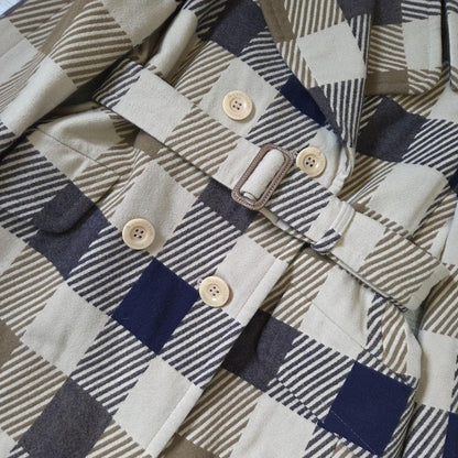 Aquascutum Coat Club Check Asian fit M US size S Beige Brown Authentic