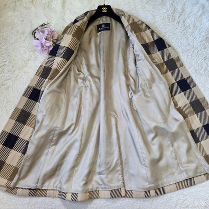 Aquascutum Coat Club Check Asian fit M US size S Beige Brown Authentic