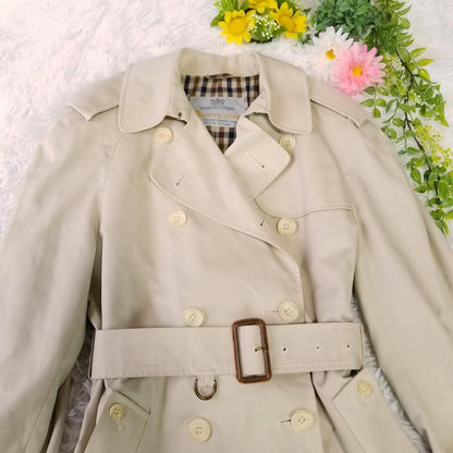 Aquascutum Trench Coat Club Check Asian fit XL US size L Beige Authentic