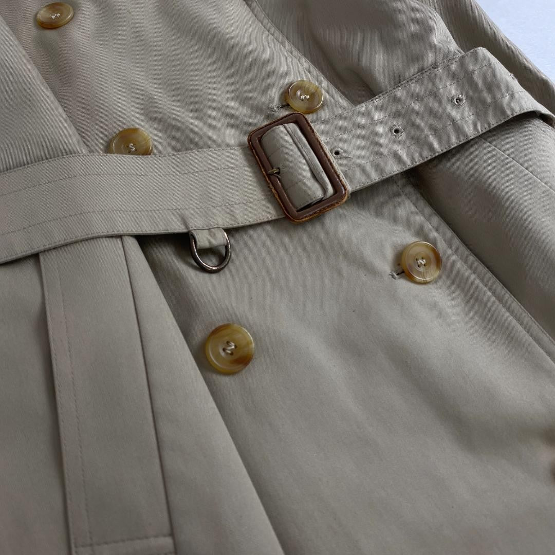 Aquascutum Trench Coat Club Check Asian fit L US size M Beige Authentic
