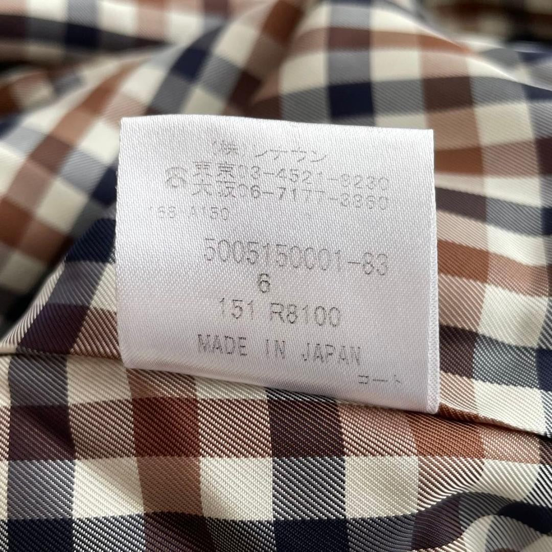 Aquascutum Trench Coat Club Check Asian fit S US size XS Beige Blue Authentic