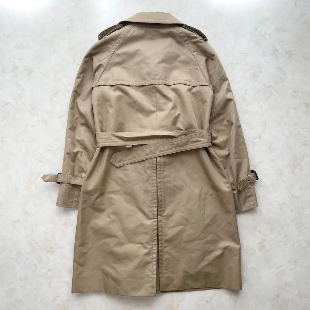 Aquascutum Trench Coat Club Check Asian fit S US size XS Beige Blue Authentic