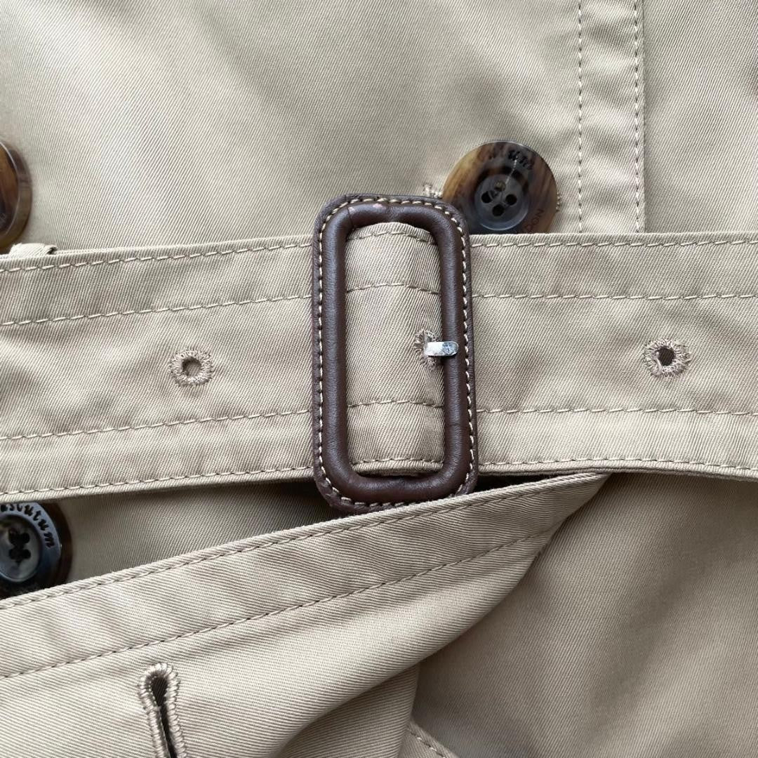 Aquascutum Trench Coat Club Check Asian fit S US size XS Beige Blue Authentic
