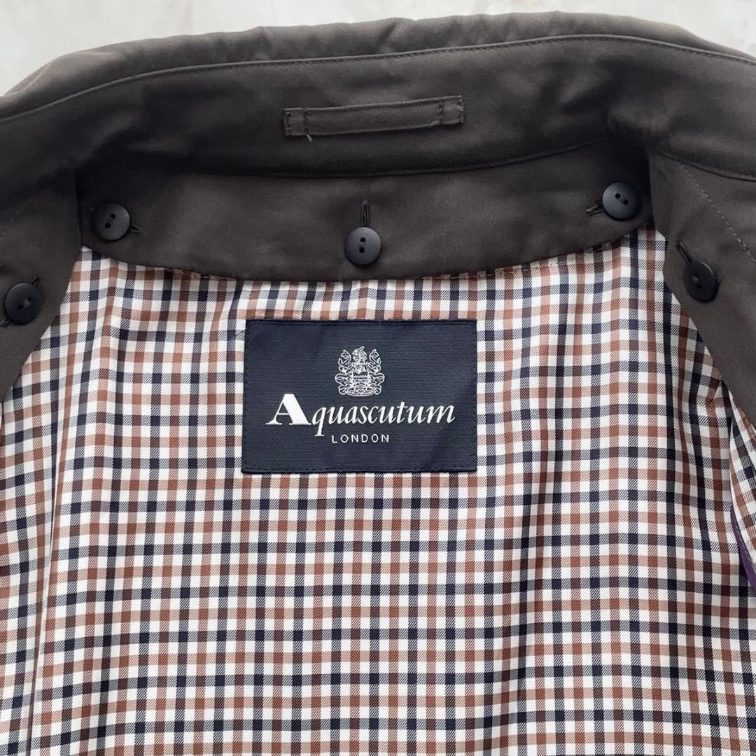 Aquascutum Trench Coat Club Check Asian fit M US size S Brown Purple Authentic