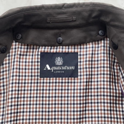 Aquascutum Trench Coat Club Check Asian fit M US size S Brown Purple Authentic