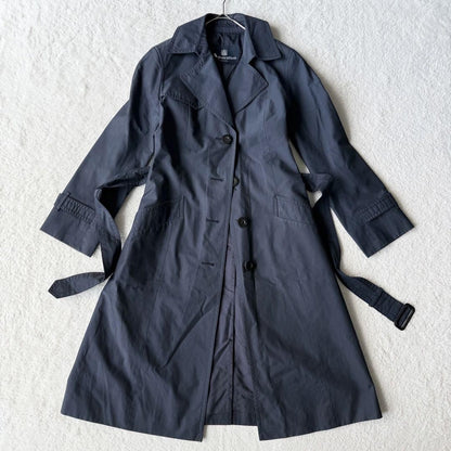 Aquascutum Trench Coat Asian fit M US size S Navy Authentic
