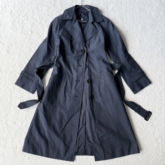 Aquascutum Trench Coat Asian fit M US size S Navy Authentic