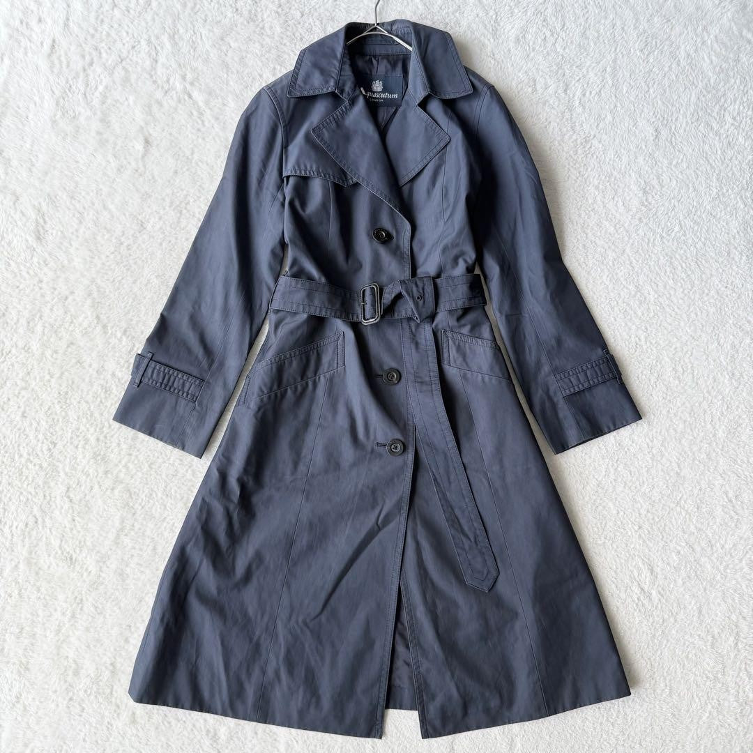 Aquascutum Trench Coat Asian fit M US size S Navy Authentic