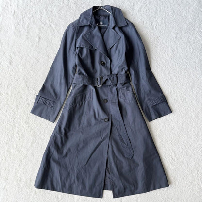 Aquascutum Trench Coat Asian fit M US size S Navy Authentic