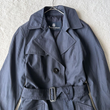 Aquascutum Trench Coat Asian fit M US size S Navy Authentic