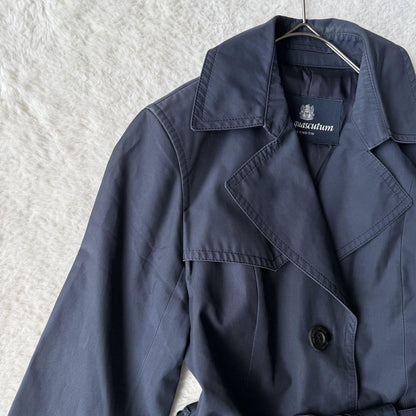 Aquascutum Trench Coat Asian fit M US size S Navy Authentic