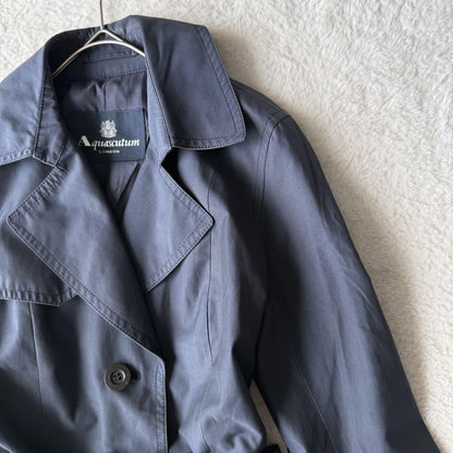 Aquascutum Trench Coat Asian fit M US size S Navy Authentic