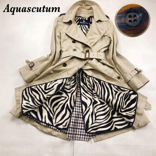 Aquascutum Trench Coat Club Check Asian fit M US size S Authentic