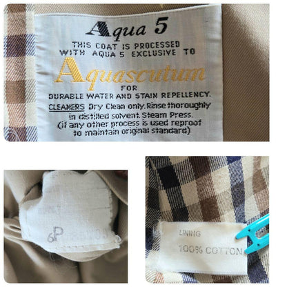 Aquascutum Trench Coat Club Check Asian fit L US size M Beige Authentic