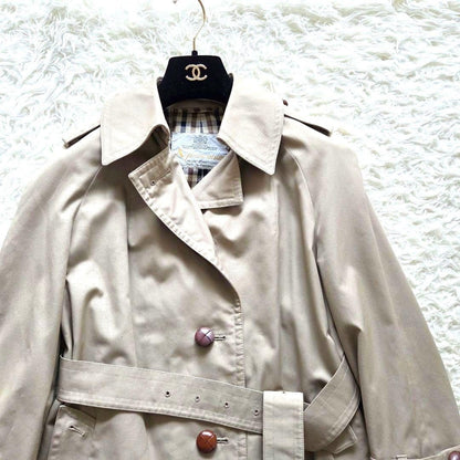 Aquascutum Trench Coat Club Check Asian fit L US size M Beige Authentic