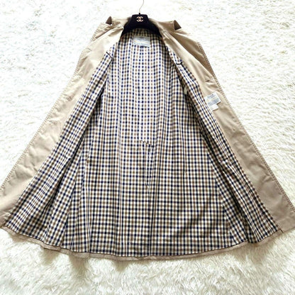 Aquascutum Trench Coat Club Check Asian fit L US size M Beige Authentic
