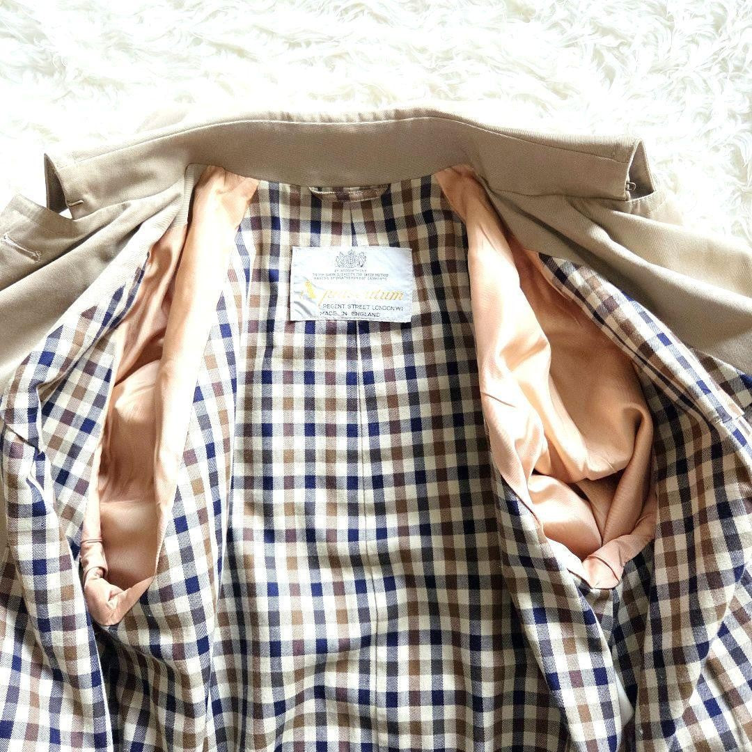 Aquascutum Trench Coat Club Check Asian fit L US size M Beige Authentic