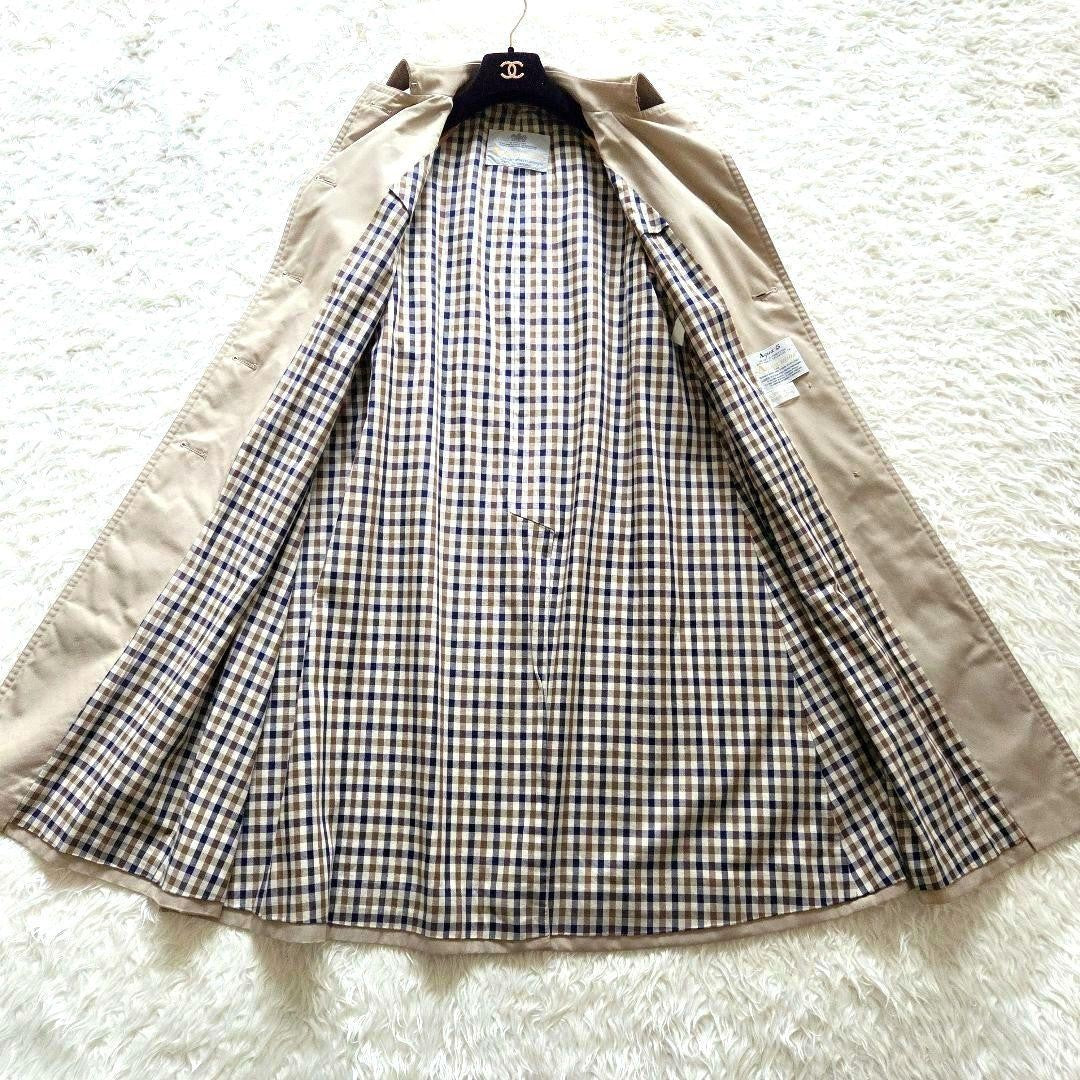 Aquascutum Trench Coat Club Check Asian fit L US size M Beige Authentic