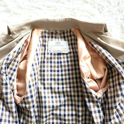 Aquascutum Trench Coat Club Check Asian fit L US size M Beige Authentic