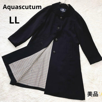 Aquascutum Trench Coat Club Check Asian fit XL US size L Black Authentic