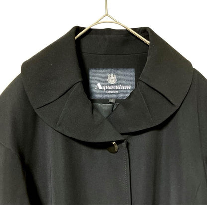 Aquascutum Trench Coat Club Check Asian fit XL US size L Black Authentic