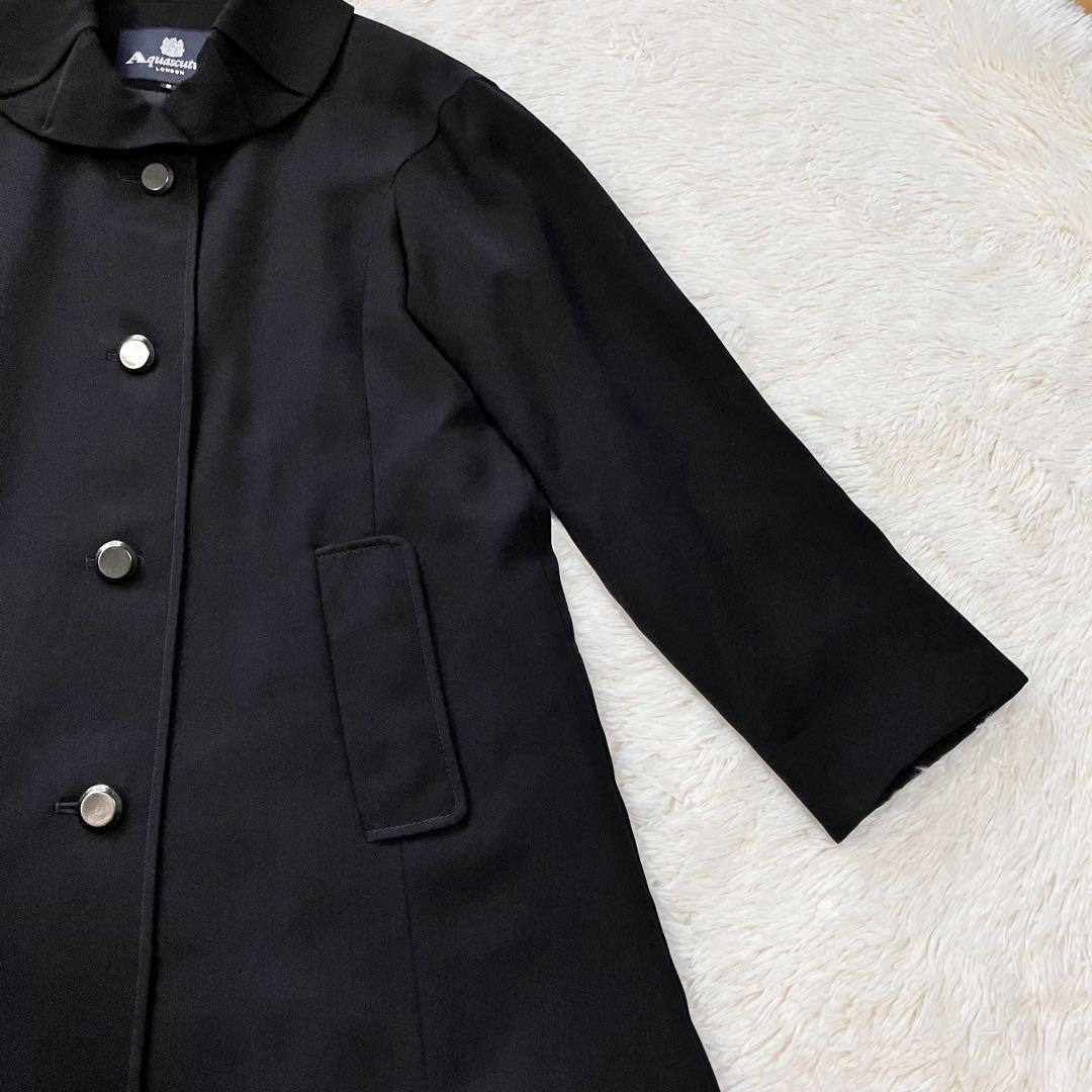 Aquascutum Trench Coat Club Check Asian fit XL US size L Black Authentic