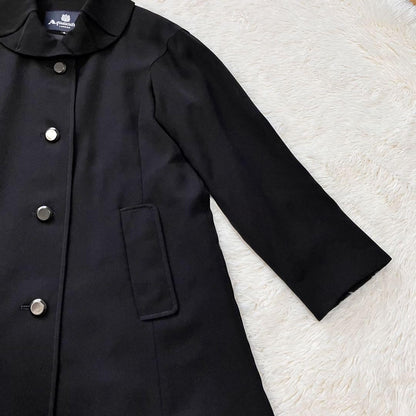 Aquascutum Trench Coat Club Check Asian fit XL US size L Black Authentic