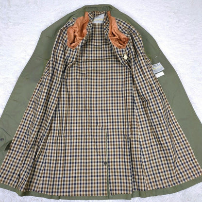 Aquascutum Trench Coat Club Check Asian fit M US size S Khaki Authentic