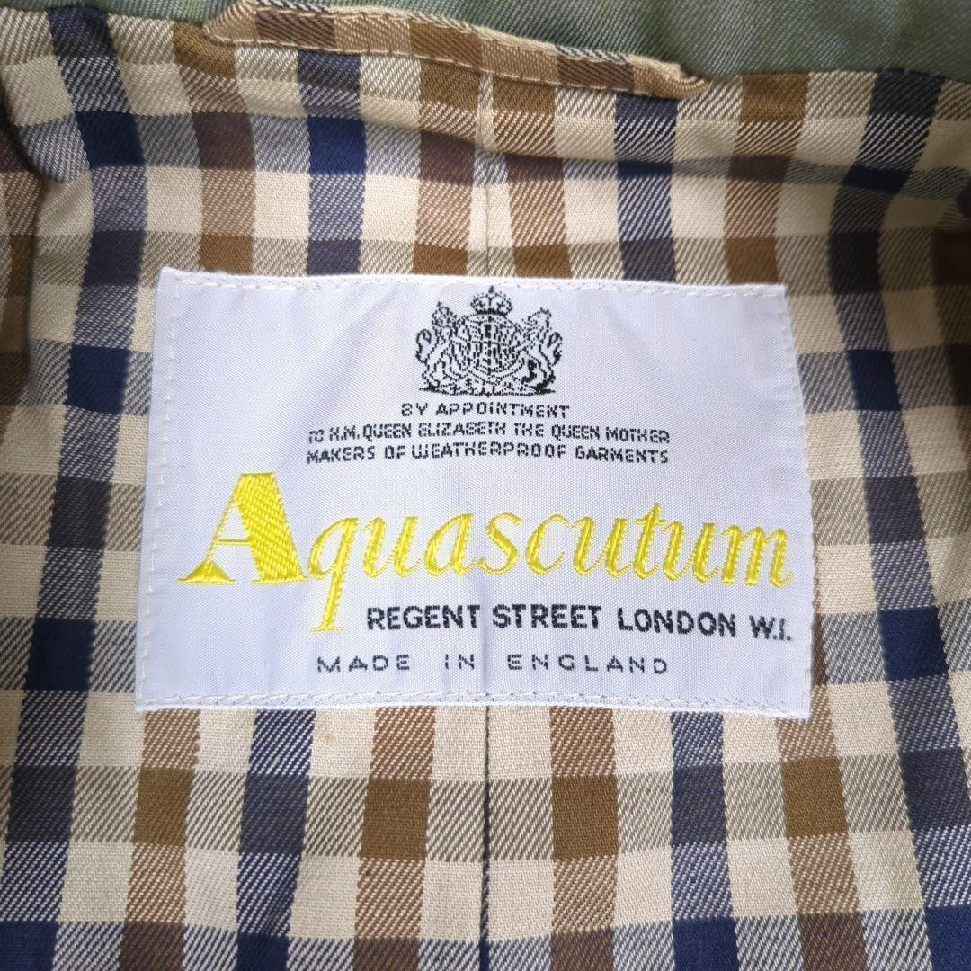 Aquascutum Trench Coat Club Check Asian fit M US size S Khaki Authentic