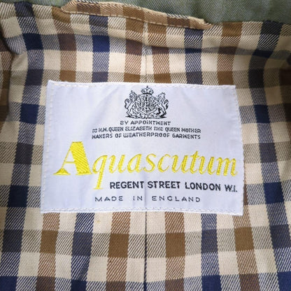 Aquascutum Trench Coat Club Check Asian fit M US size S Khaki Authentic