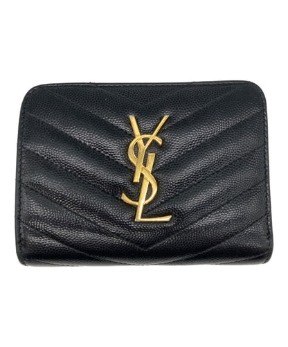 Saint Laurent Paris Wallet Compact Purse YSL Cassandra Black Authentic