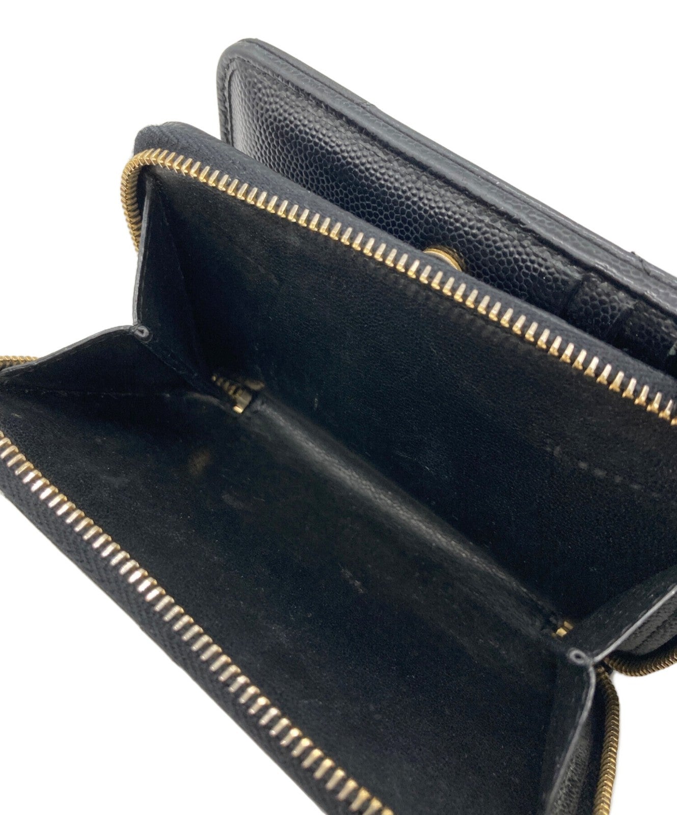 Saint Laurent Paris Wallet Compact Purse YSL Cassandra Black Authentic