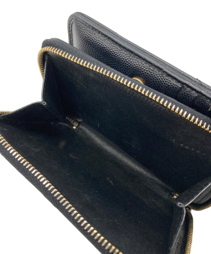 Saint Laurent Paris Wallet Compact Purse YSL Cassandra Black Authentic