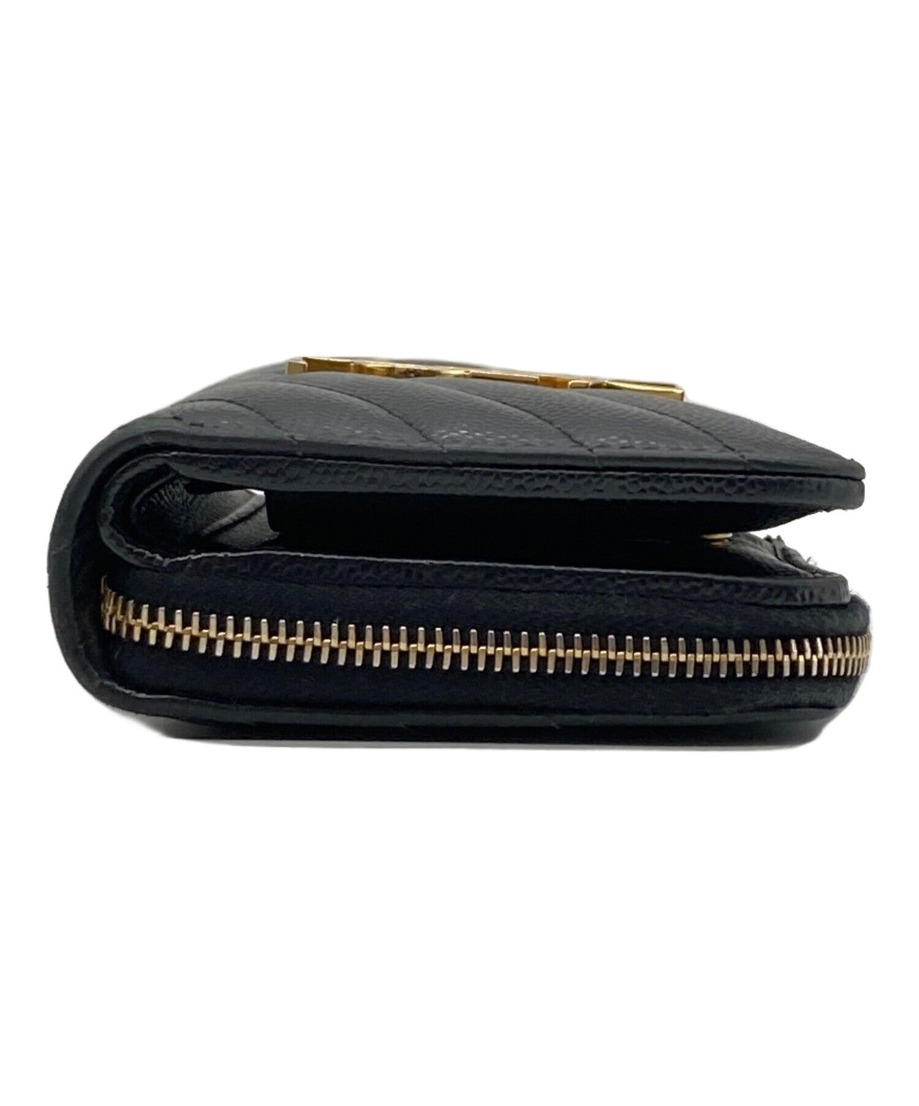 Saint Laurent Paris Wallet Compact Purse YSL Cassandra Black Authentic