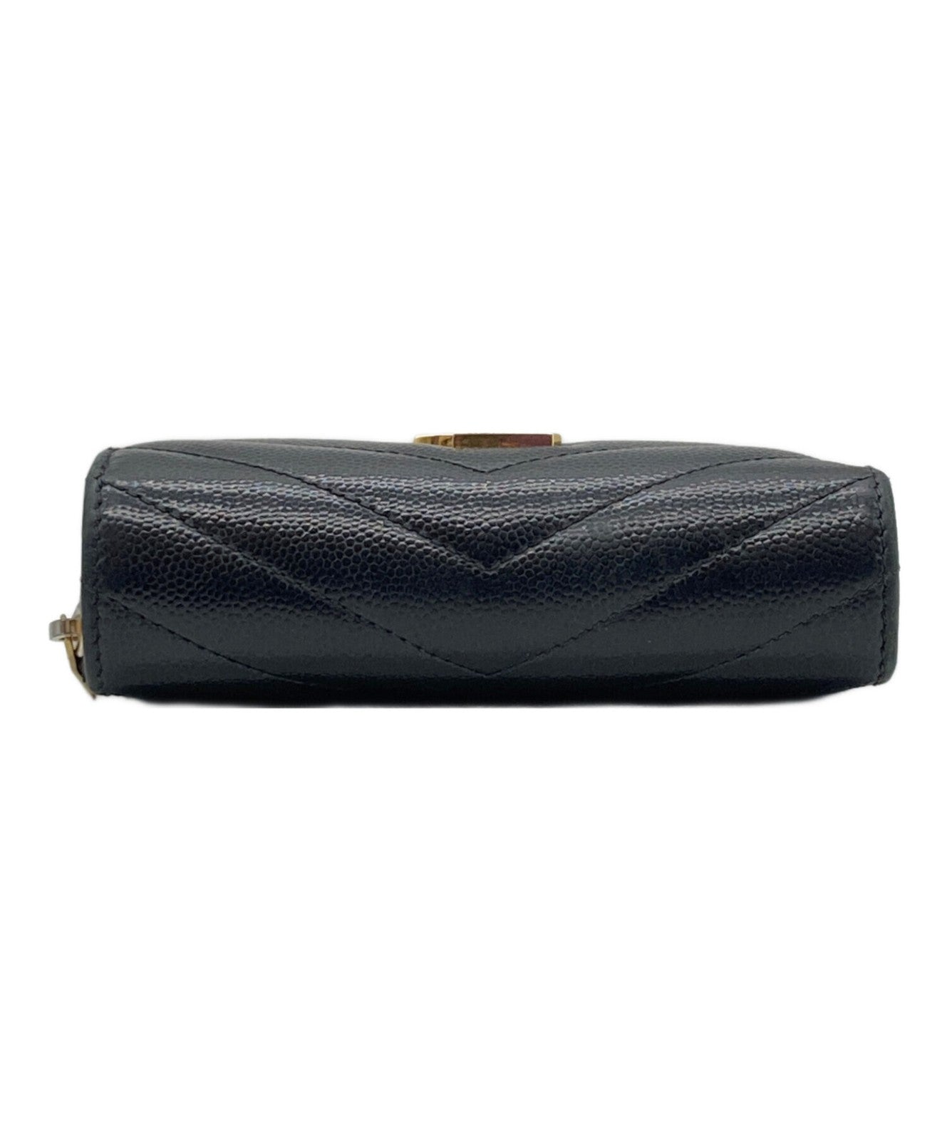 Saint Laurent Paris Wallet Compact Purse YSL Cassandra Black Authentic