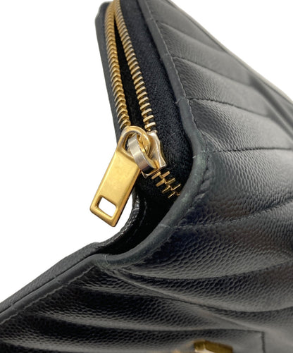 Saint Laurent Paris Wallet Compact Purse YSL Cassandra Black Authentic