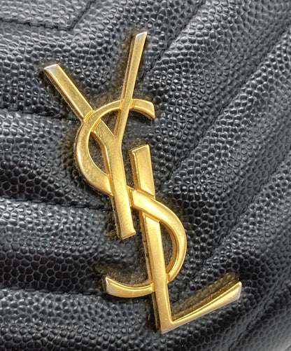 Saint Laurent Paris Wallet Compact Purse YSL Cassandra Black Authentic