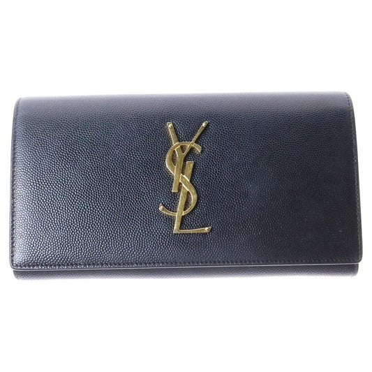 Saint Laurent Paris Flap Wallet Long Purse YSL Cassandra Black Authentic