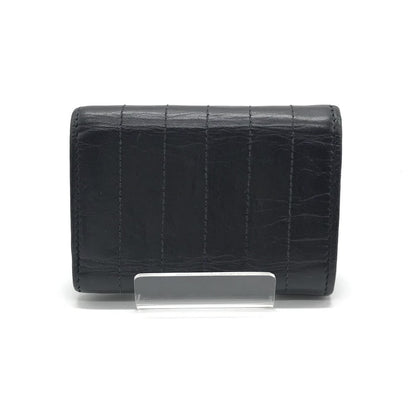 Saint Laurent Tri-fold Wallet Compact Purse YSL Cassandra Black Authentic