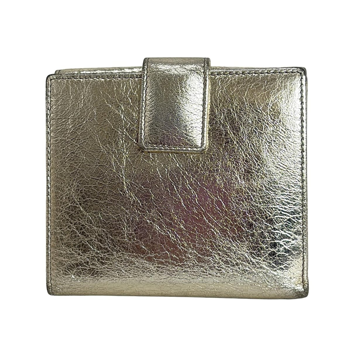 Saint Laurent Bi-fold Wallet Flap Compact Purse YSL Cassandra Gold Authentic