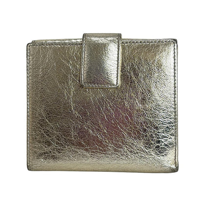 Saint Laurent Bi-fold Wallet Flap Compact Purse YSL Cassandra Gold Authentic