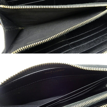 Saint Laurent Round Zip Long Wallet Purse YSL Cassandra Black Authentic