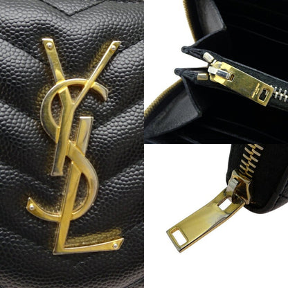 Saint Laurent Round Zip Long Wallet Purse YSL Cassandra Black Authentic