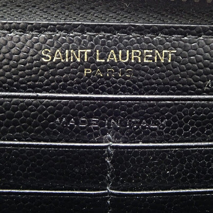 Saint Laurent Round Zip Long Wallet Purse YSL Cassandra Black Authentic